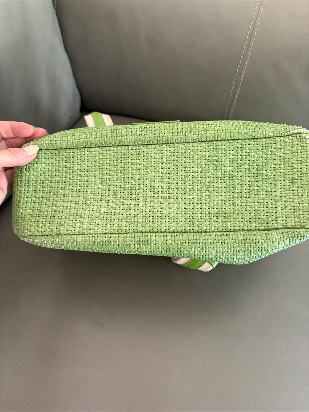 Elaine Turner Lime Green Woven Shoulder Tote with Wristlet - Picture 11 of 16